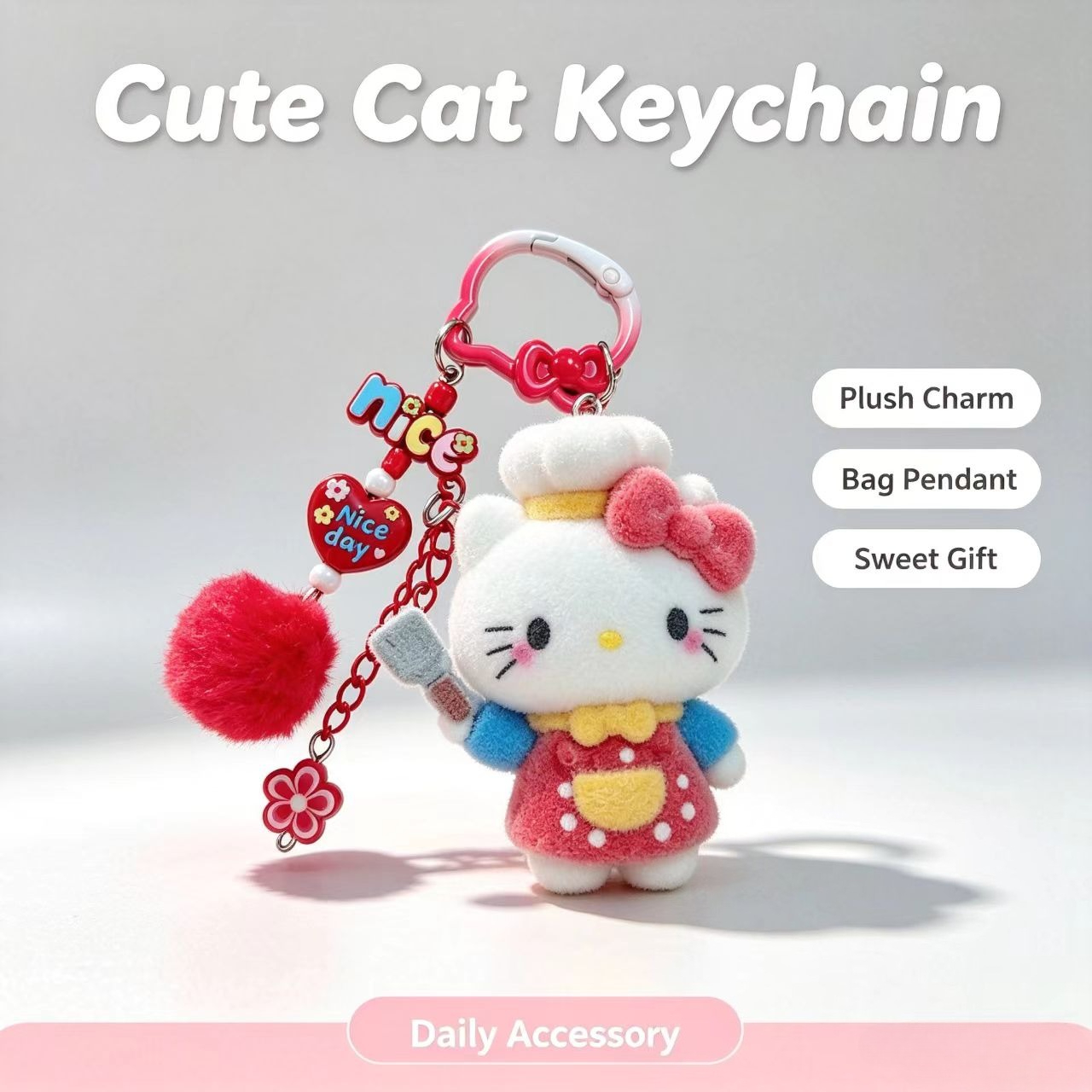 Kitchen Appliances Gift - Chaveiro de Gato Flocado da Moda,
