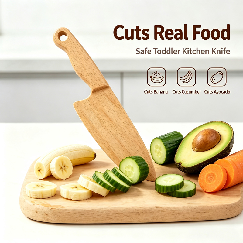 Kitchen Appliances For Kids - Faca infantil de madeira para cozinhar,